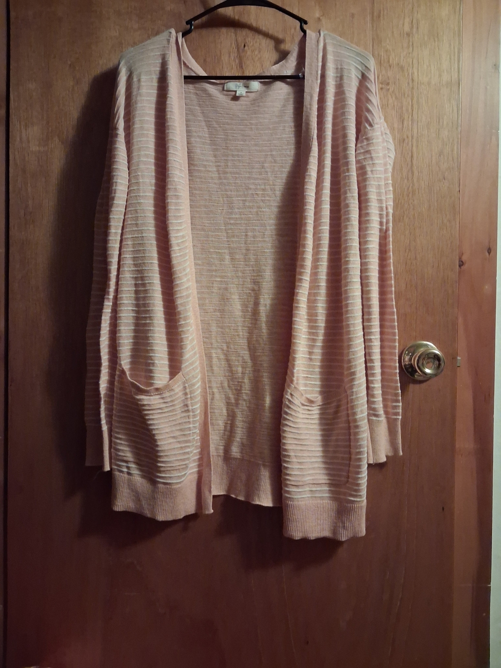 Open-Front Light Pink Women's Knit Cardigan with Pockets